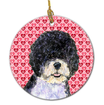 Valentine's Day Dog Portrait Ceramic Ornament