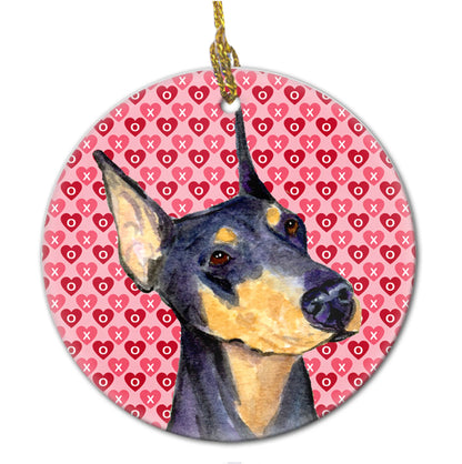 Valentine's Day Dog Portrait Ceramic Ornament