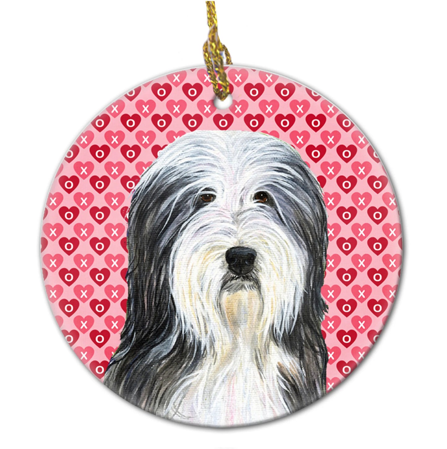 Valentine's Day Dog Portrait Ceramic Ornament