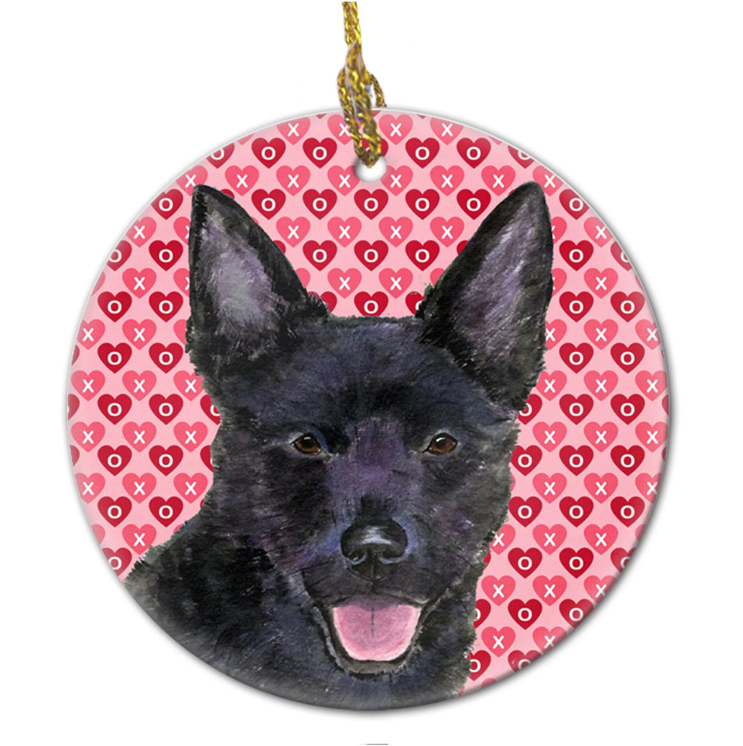 Valentine's Day Dog Portrait Ceramic Ornament