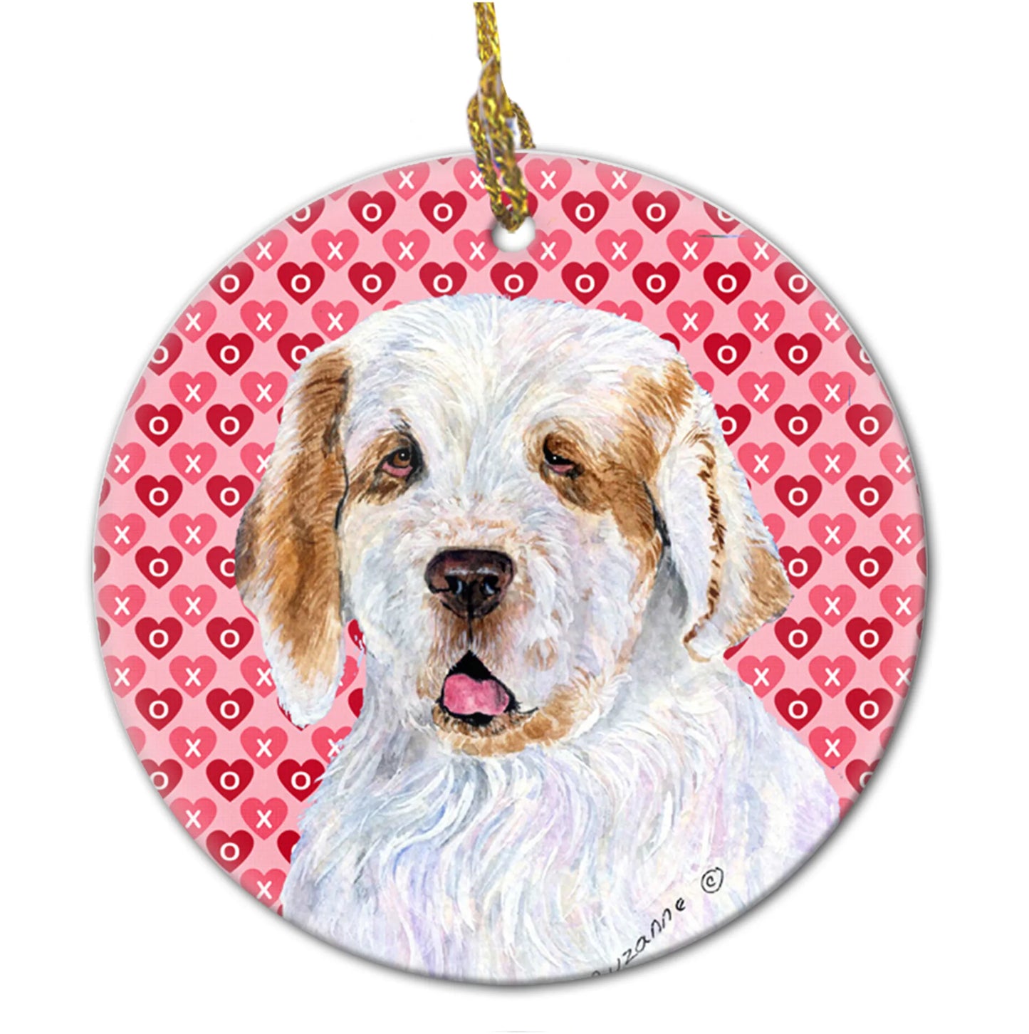 Valentine's Day Dog Portrait Ceramic Ornament