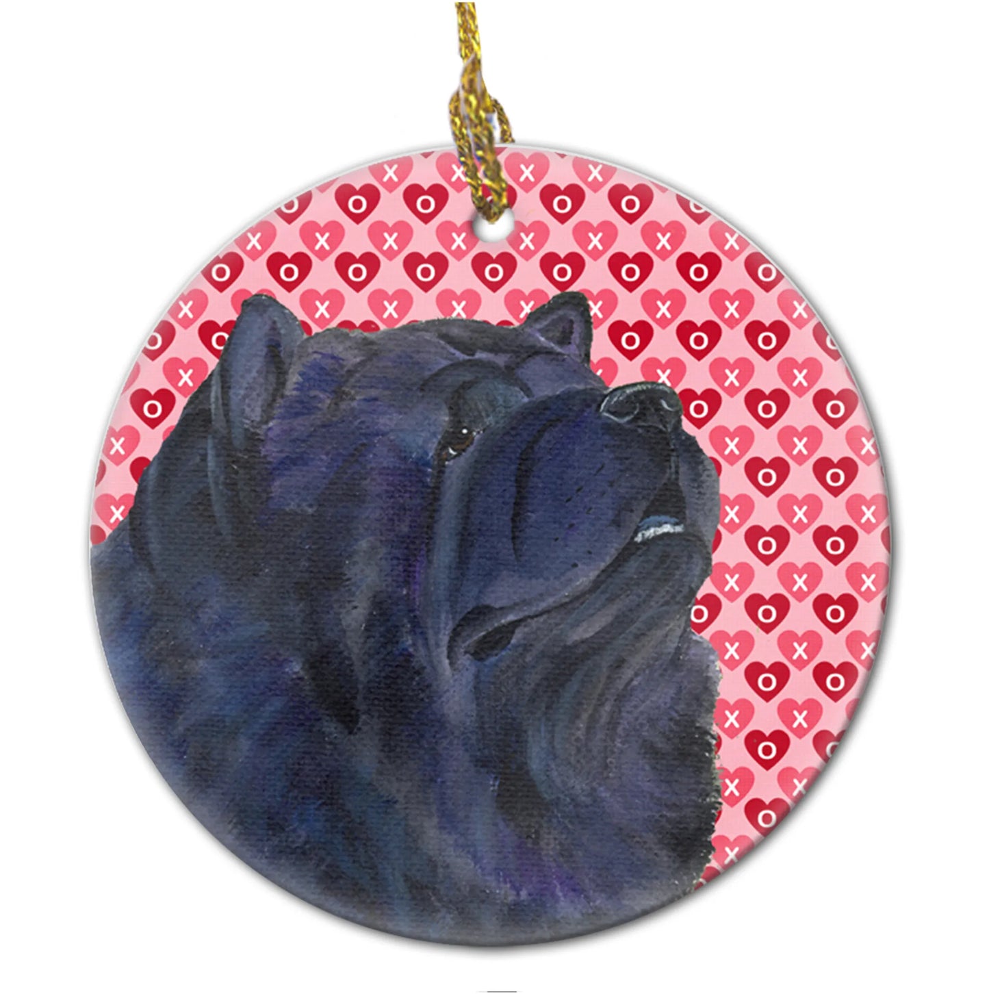 Valentine's Day Dog Portrait Ceramic Ornament