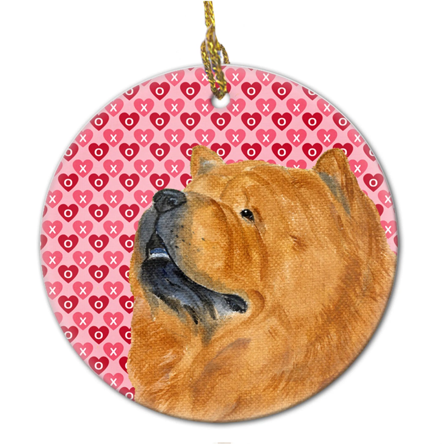 Valentine's Day Dog Portrait Ceramic Ornament