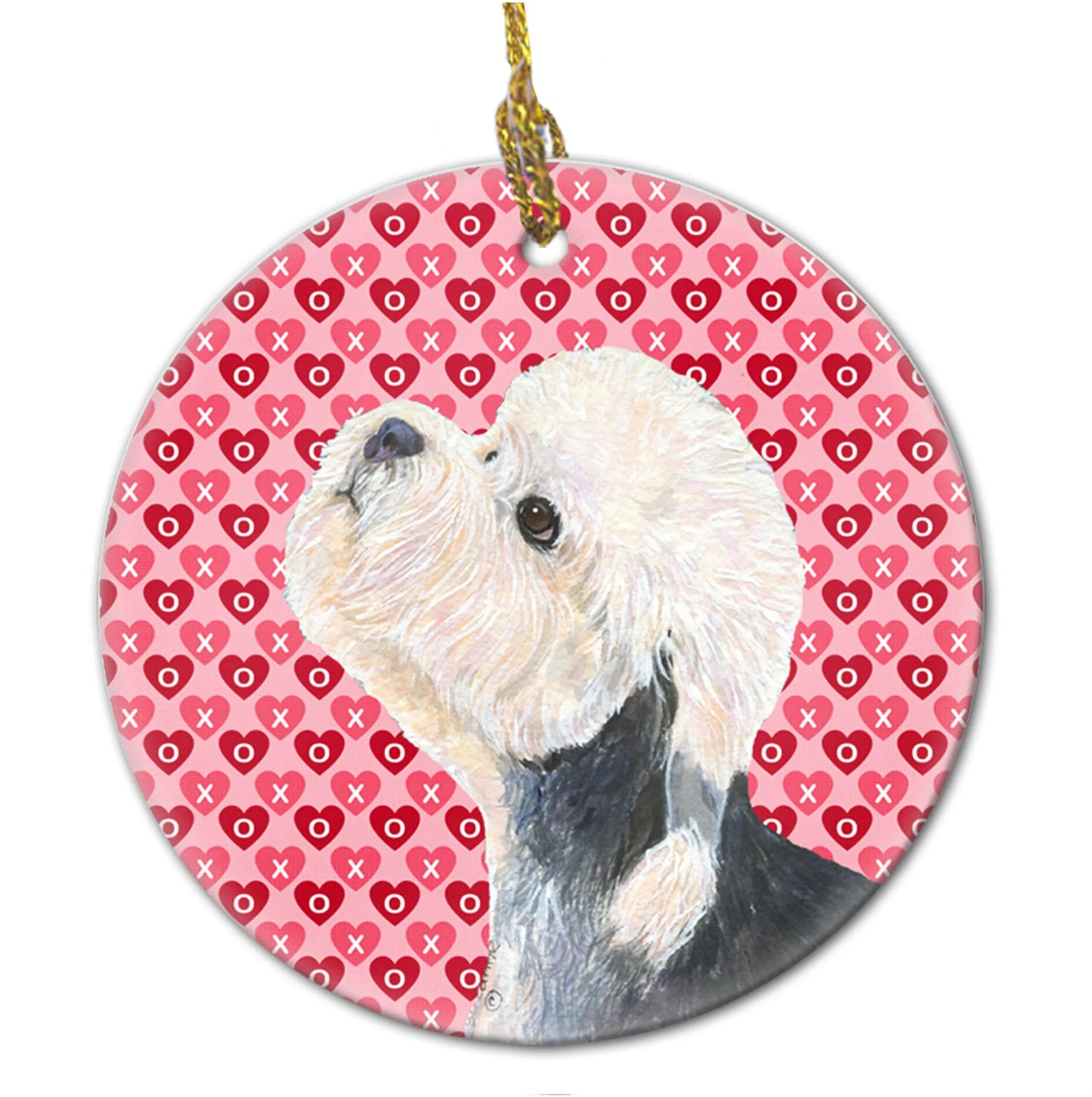 Valentine's Day Dog Portrait Ceramic Ornament