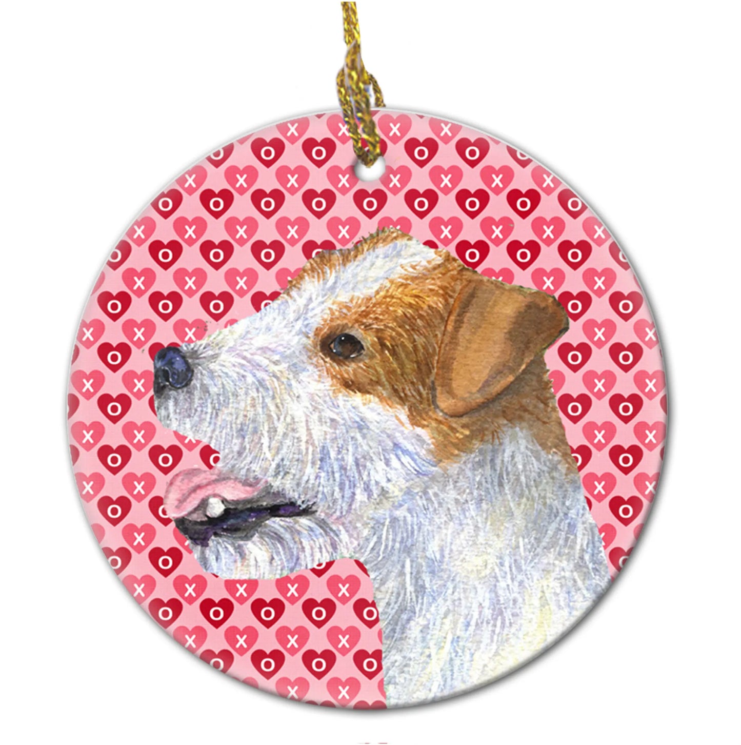 Valentine's Day Dog Portrait Ceramic Ornament