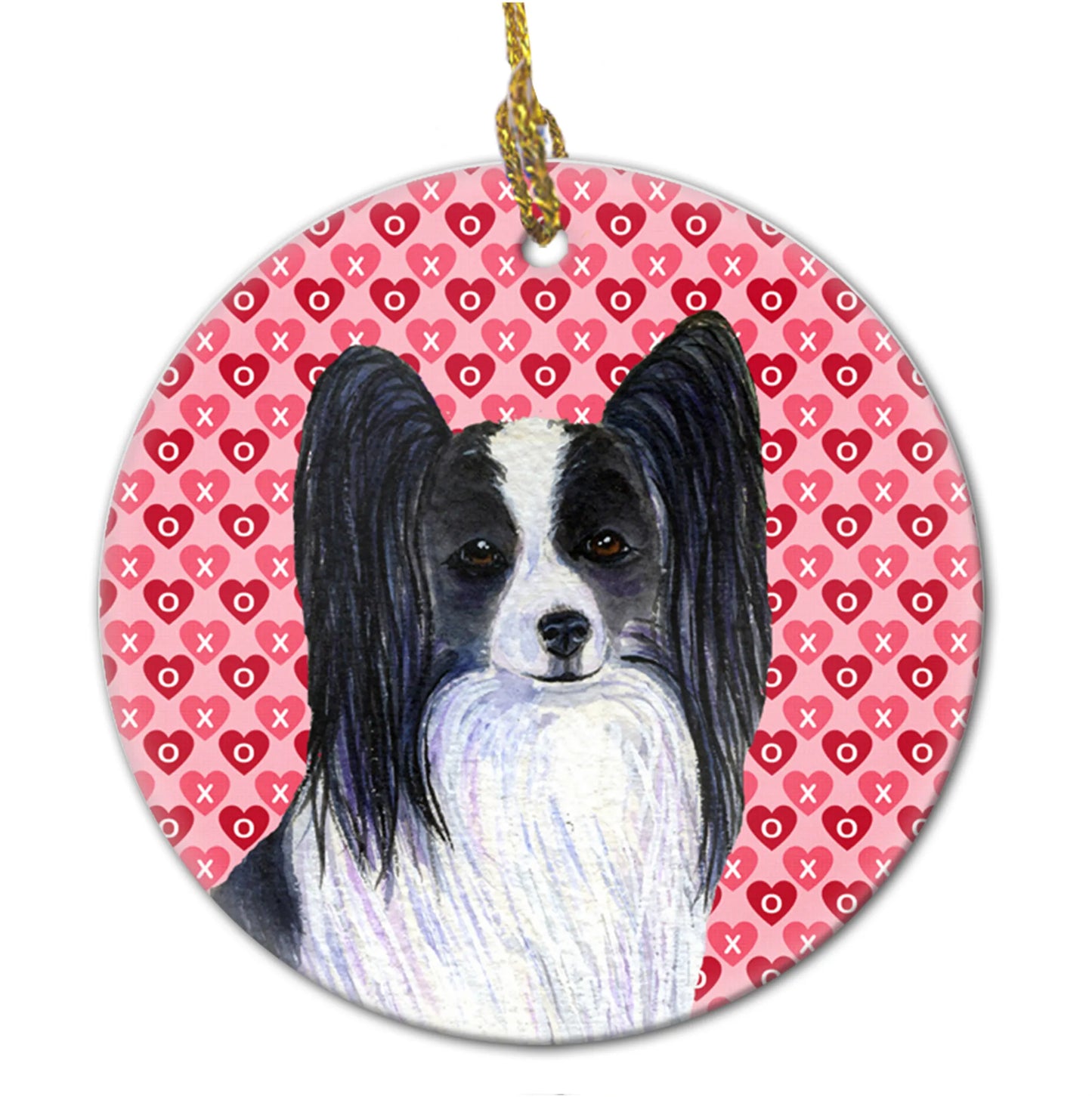 Valentine's Day Dog Portrait Ceramic Ornament