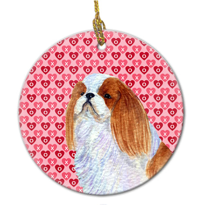 Valentine's Day Dog Portrait Ceramic Ornament