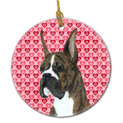 Valentine's Day Dog Portrait Ceramic Ornament