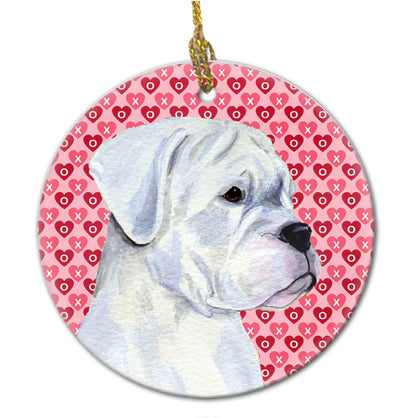 Valentine's Day Dog Portrait Ceramic Ornament