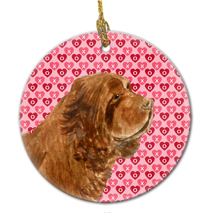 Valentine's Day Dog Portrait Ceramic Ornament