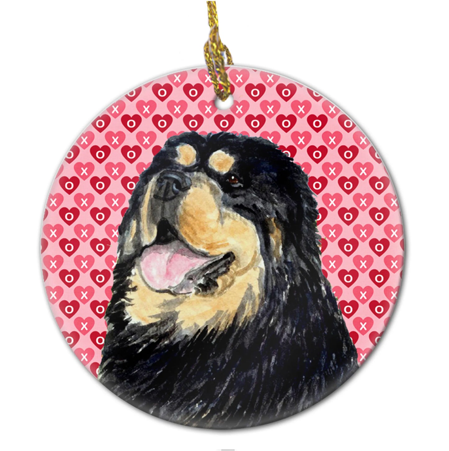 Valentine's Day Dog Portrait Ceramic Ornament