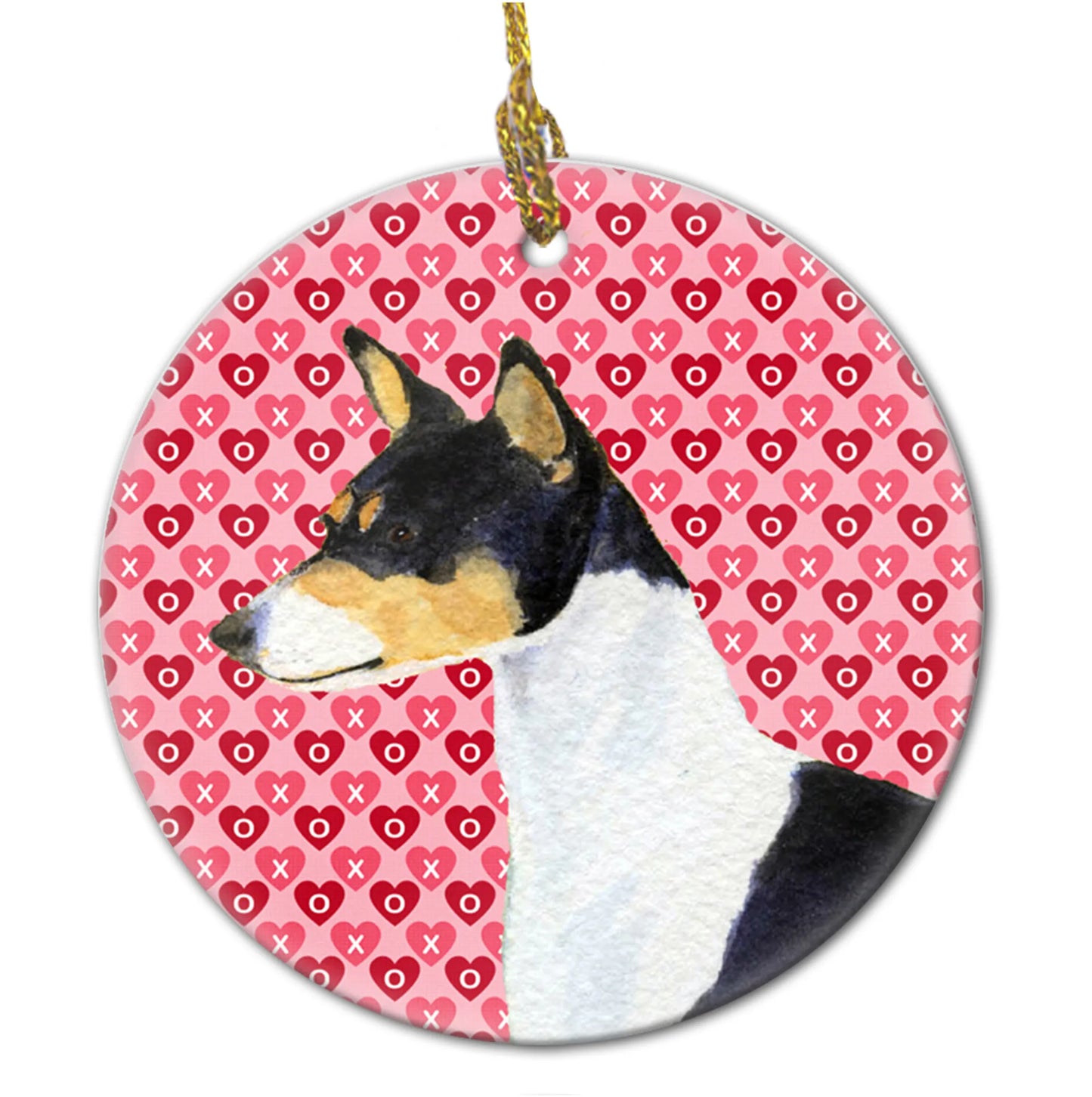 Valentine's Day Dog Portrait Ceramic Ornament