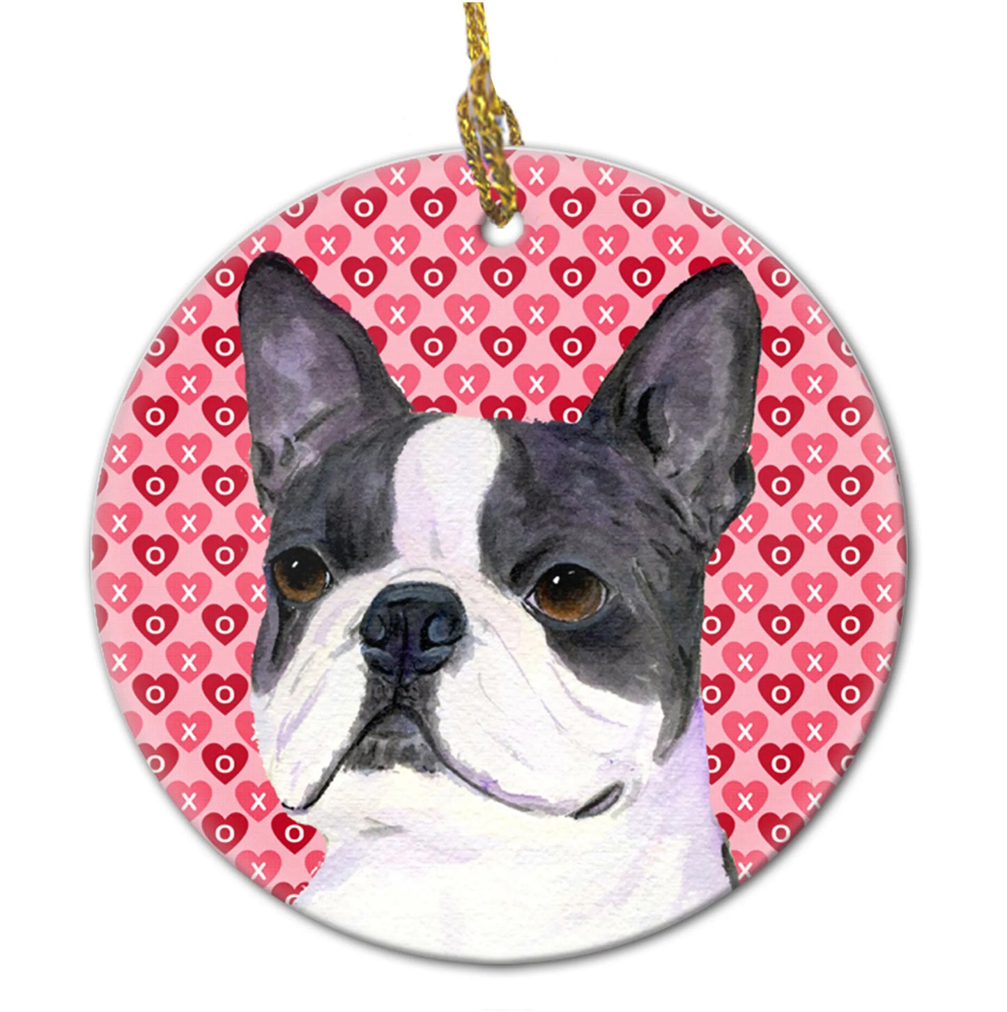 Valentine's Day Dog Portrait Ceramic Ornament