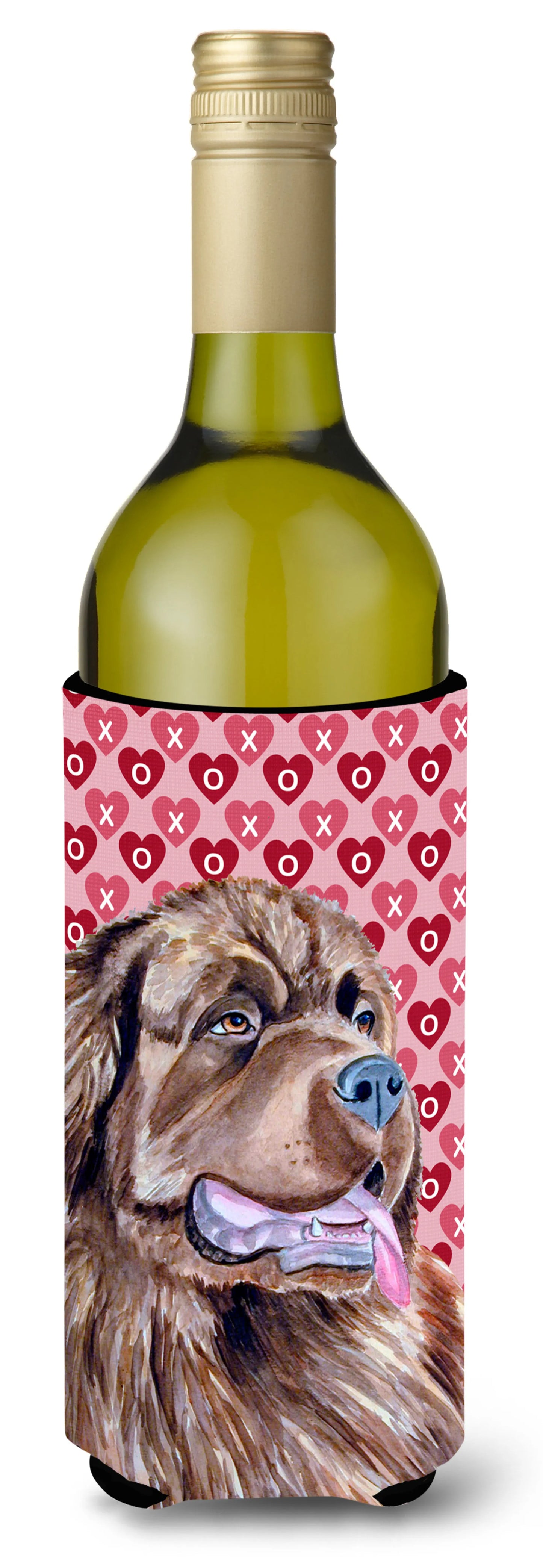 Hearts Love and Valentine's Day Design with Dog Wine Bottle Hugger