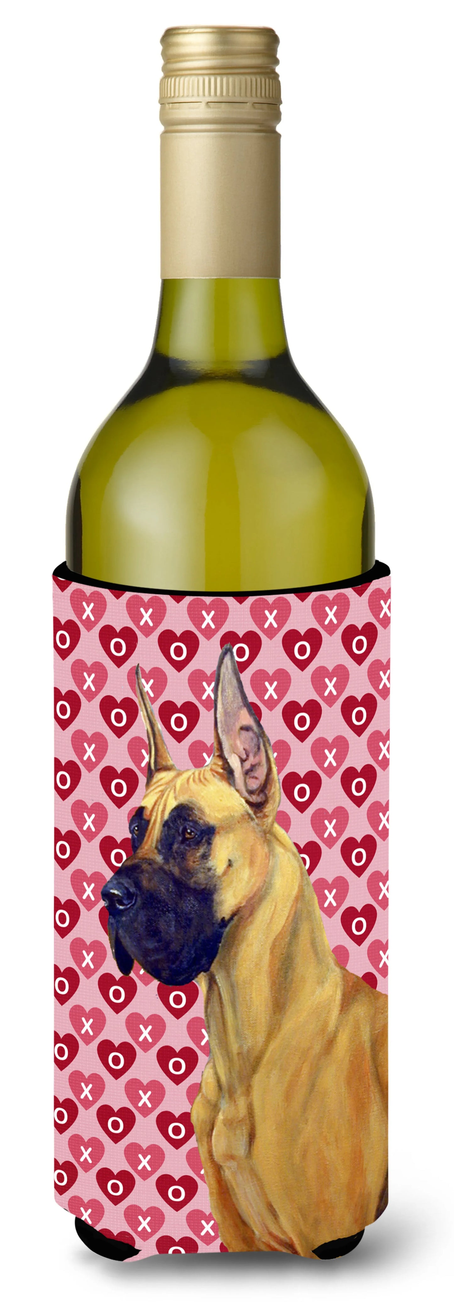 Hearts Love and Valentine's Day Design with Dog Wine Bottle Hugger