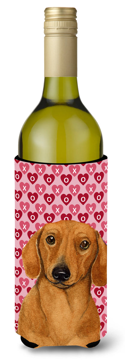 Hearts Love and Valentine's Day Design with Dog Wine Bottle Hugger