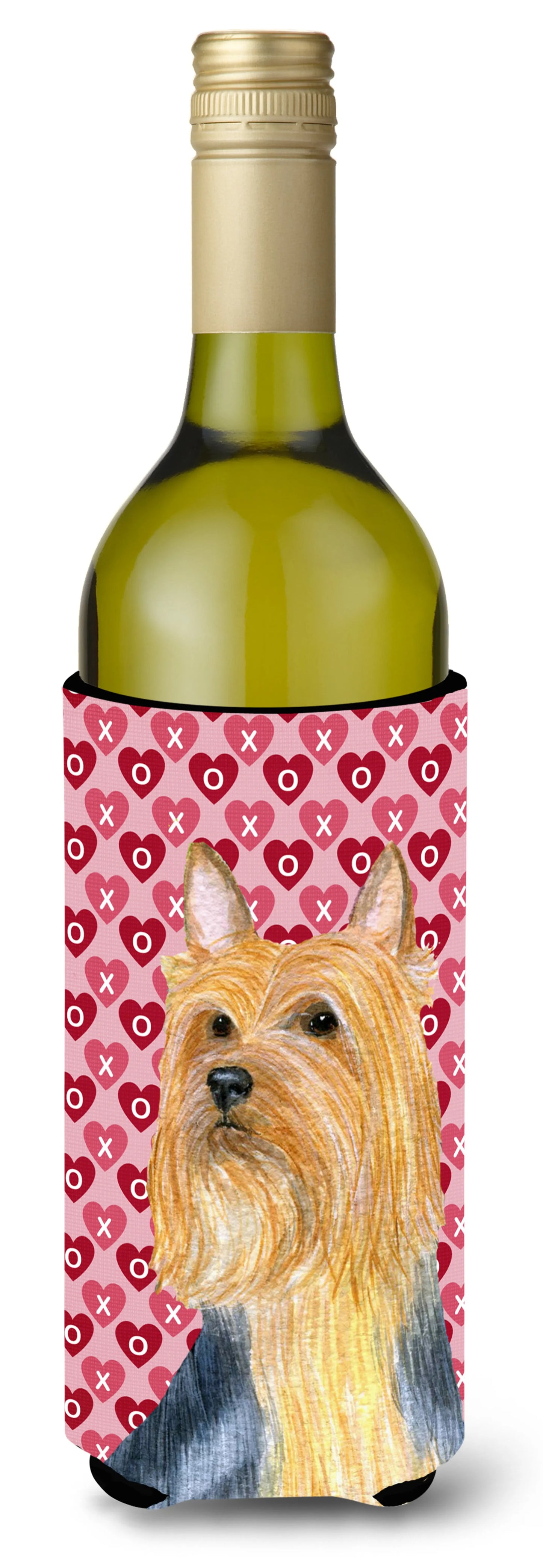 Hearts Love and Valentine's Day Design with Dog Wine Bottle Hugger