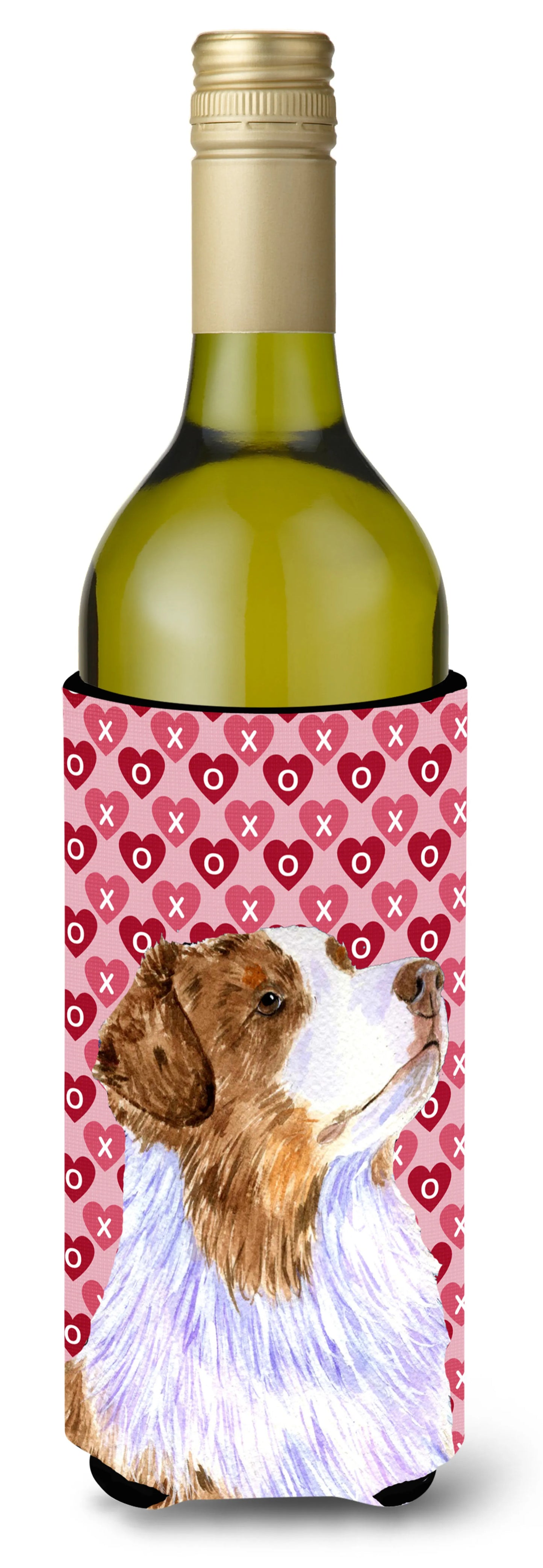 Hearts Love and Valentine's Day Design with Dog Wine Bottle Hugger