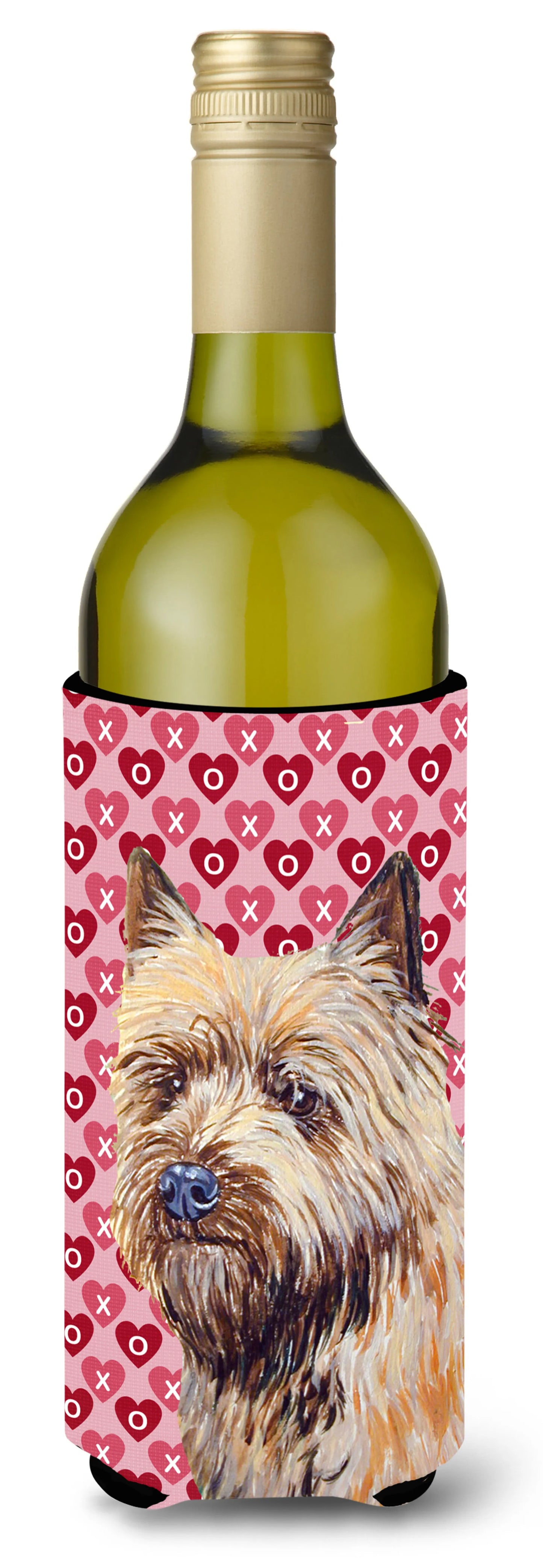 Hearts Love and Valentine's Day Design with Dog Wine Bottle Hugger