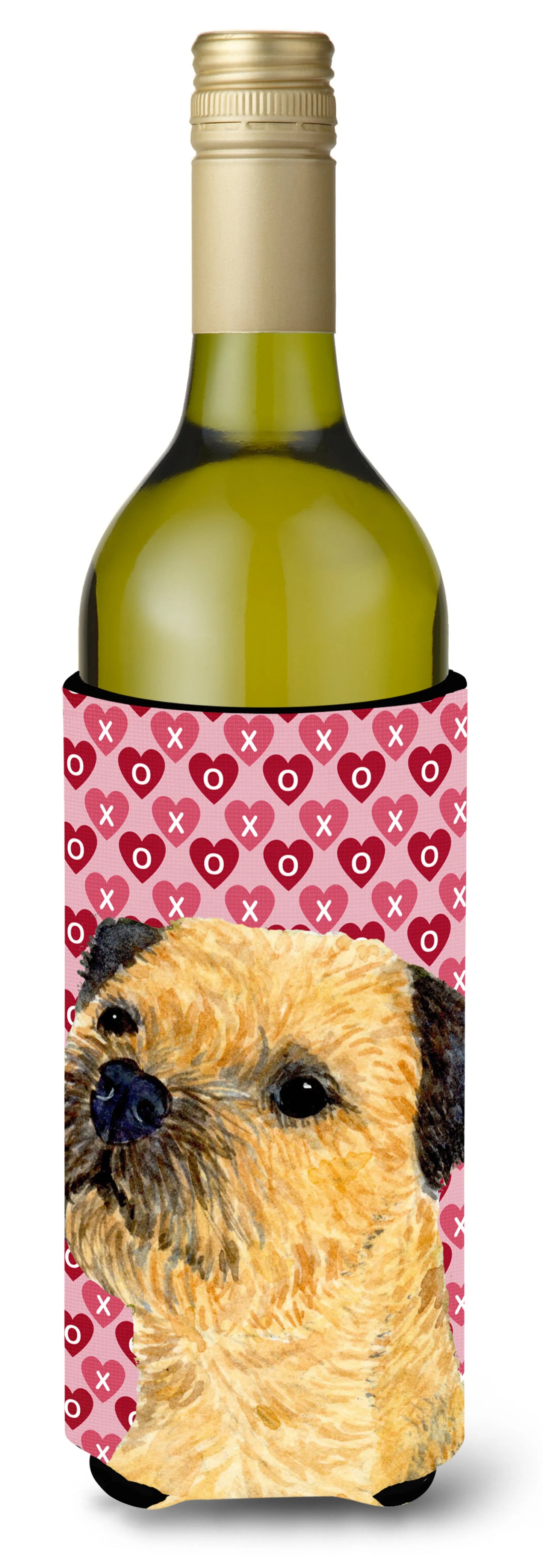 Hearts Love and Valentine's Day Design with Dog Wine Bottle Hugger