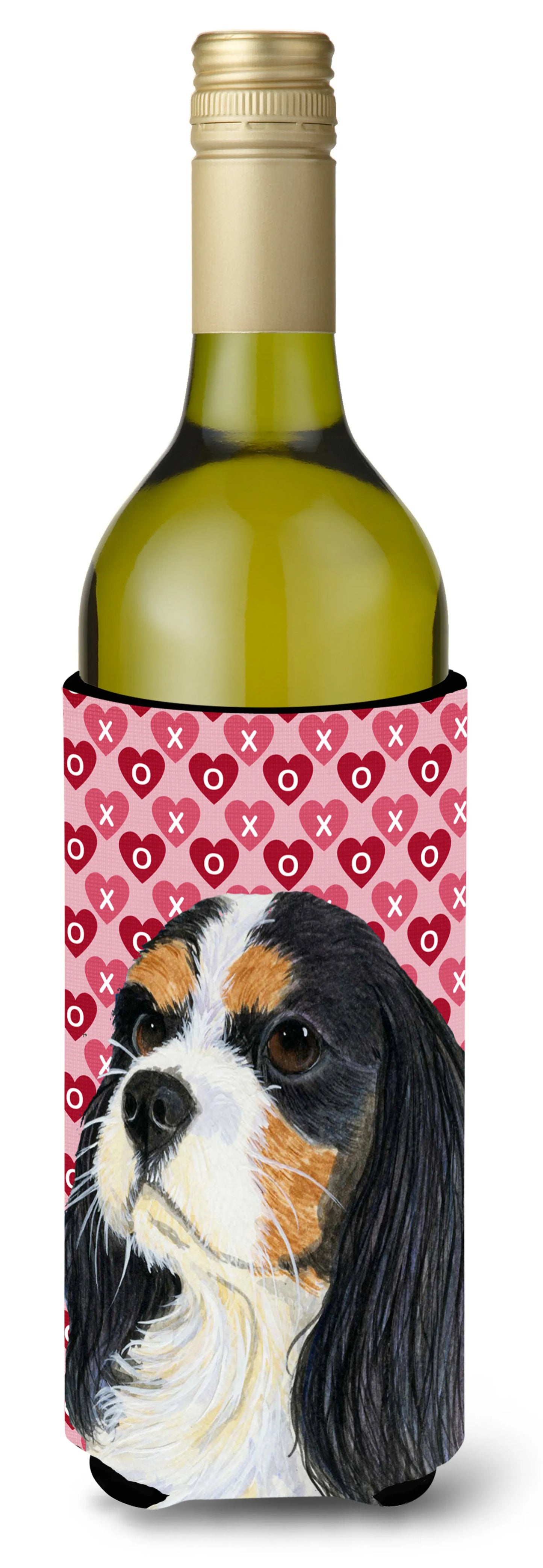 Hearts Love and Valentine's Day Design with Dog Wine Bottle Hugger