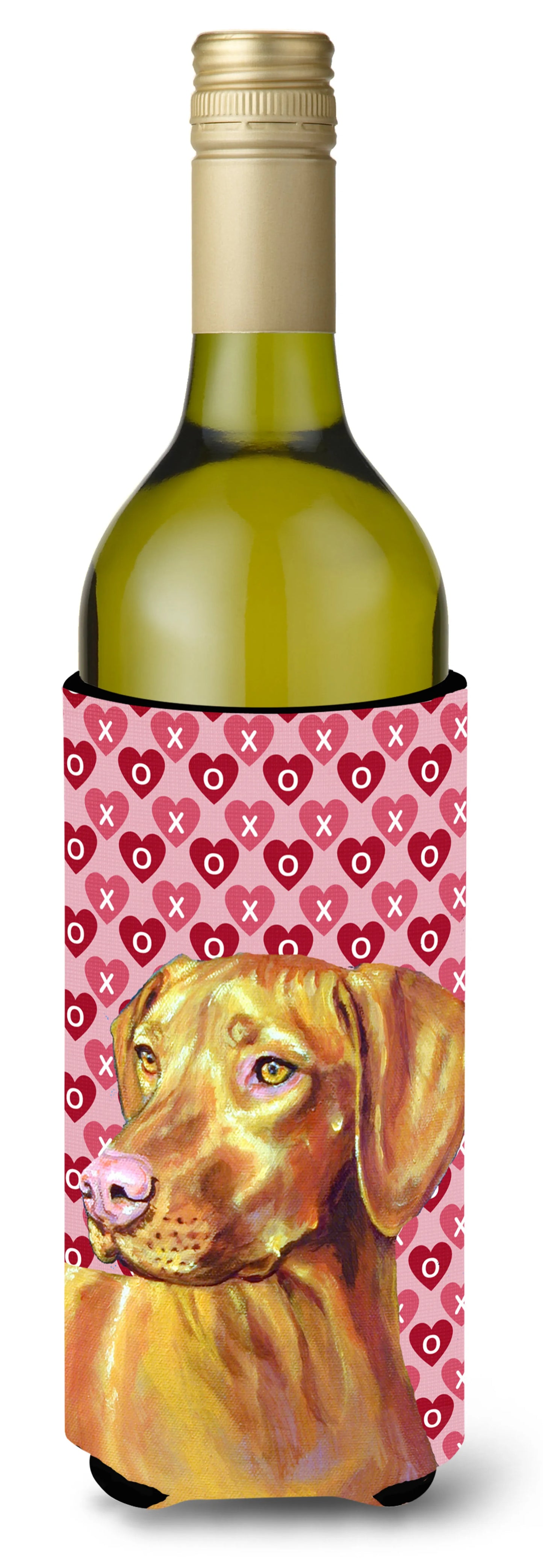 Hearts Love and Valentine's Day Design with Dog Wine Bottle Hugger