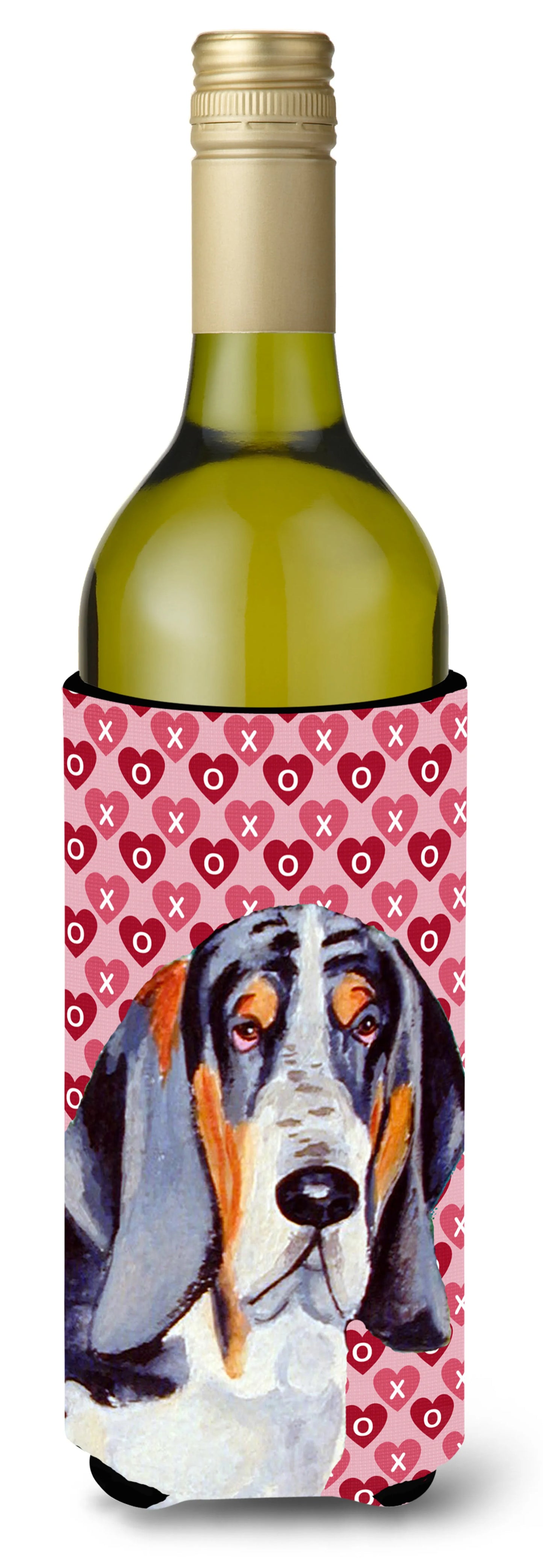 Hearts Love and Valentine's Day Design with Dog Wine Bottle Hugger