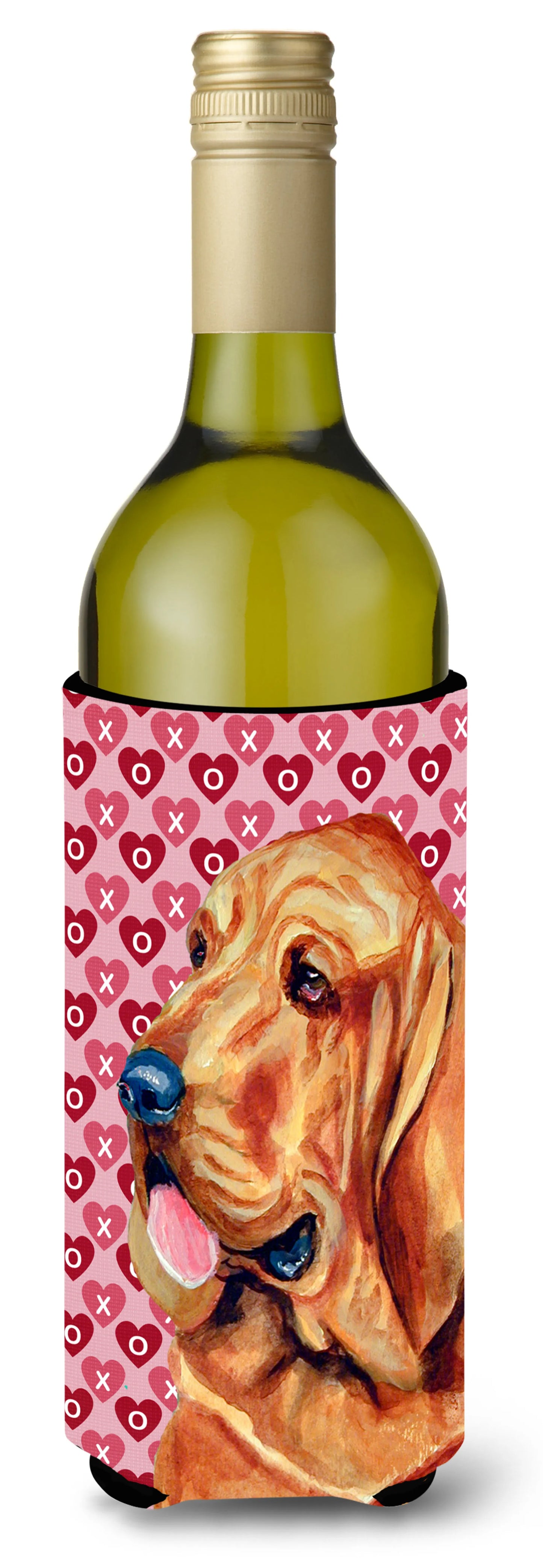 Hearts Love and Valentine's Day Design with Dog Wine Bottle Hugger