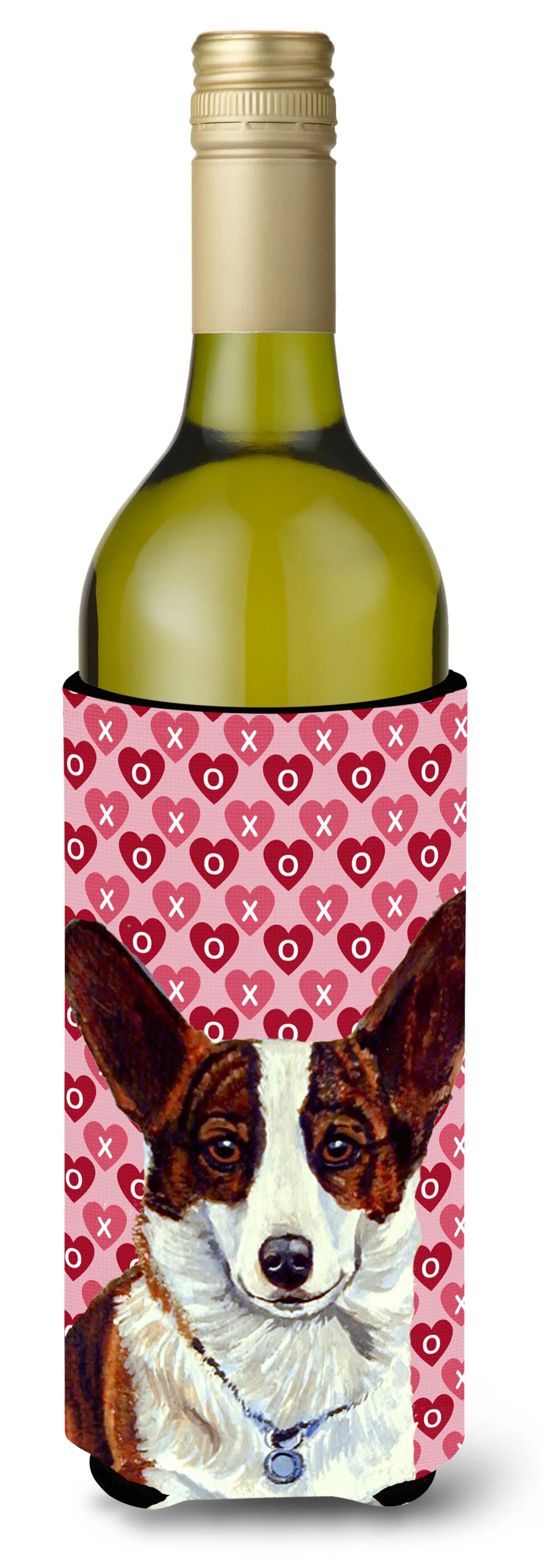 Hearts Love and Valentine's Day Design with Dog Wine Bottle Hugger