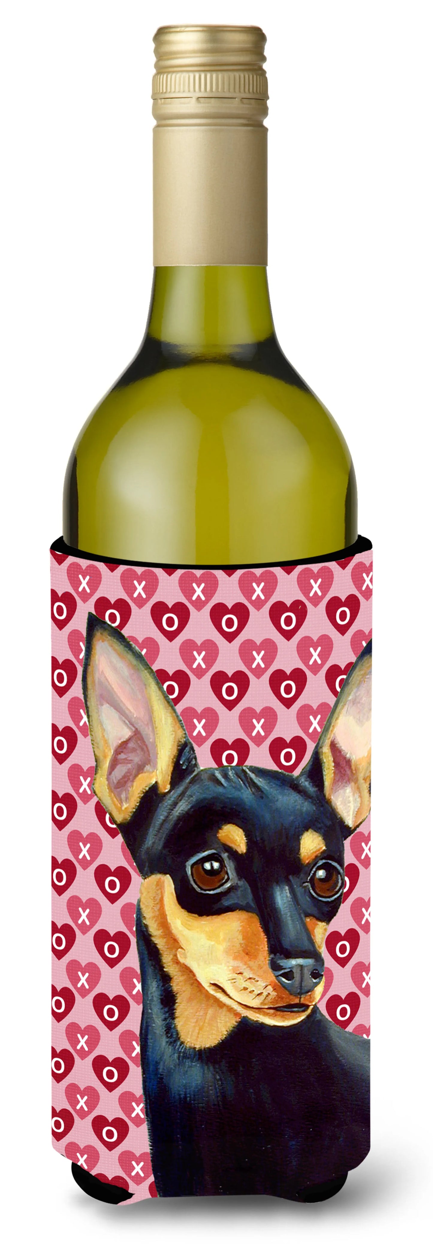 Hearts Love and Valentine's Day Design with Dog Wine Bottle Hugger