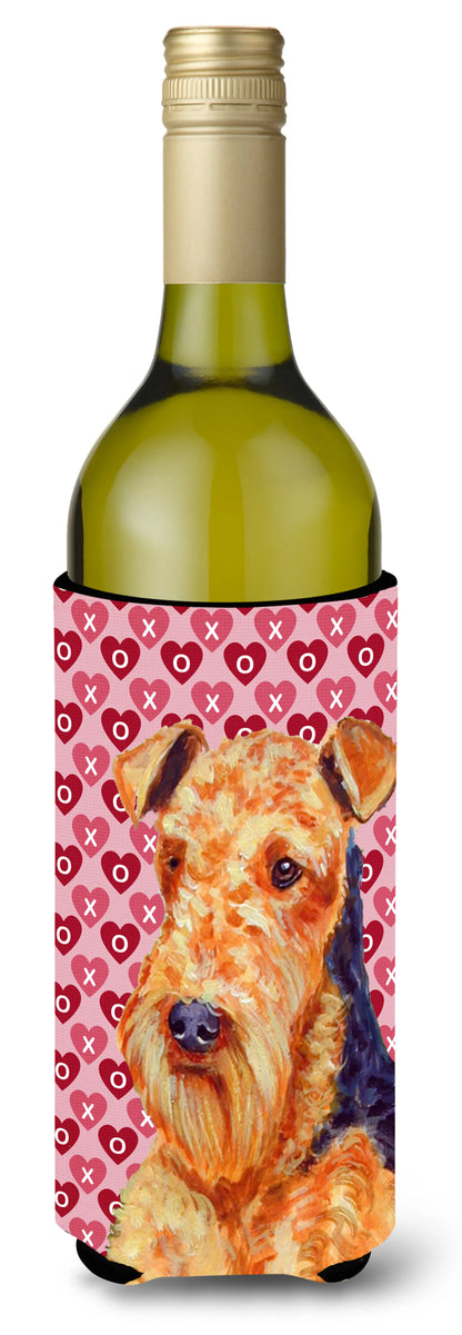 Hearts Love and Valentine's Day Design with Dog Wine Bottle Hugger