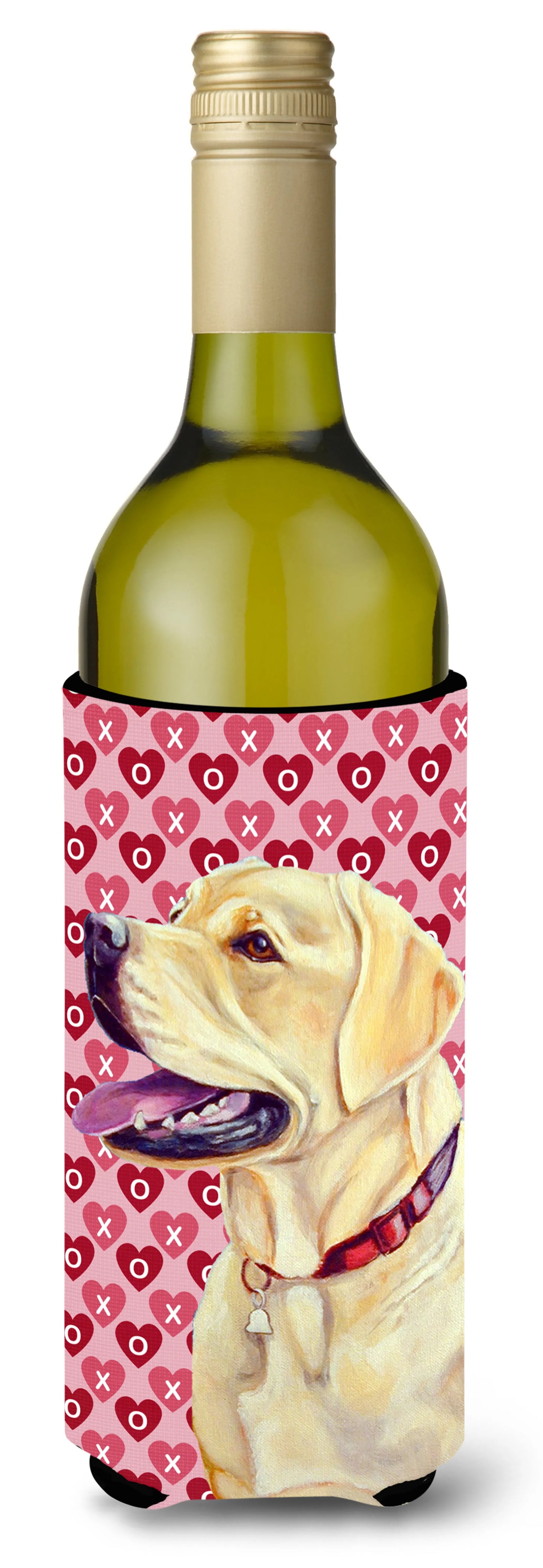 Hearts Love and Valentine's Day Design with Dog Wine Bottle Hugger