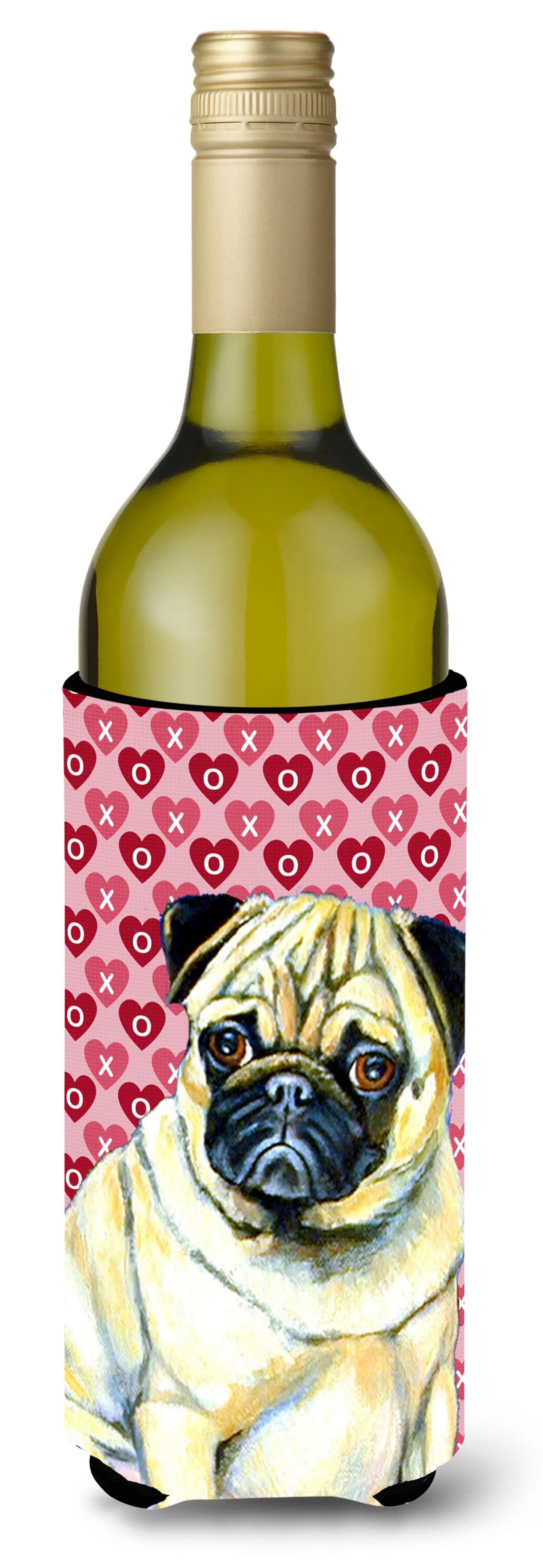 Hearts Love and Valentine's Day Design with Dog Wine Bottle Hugger