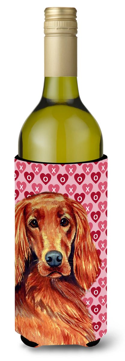 Hearts Love and Valentine's Day Design with Dog Wine Bottle Hugger