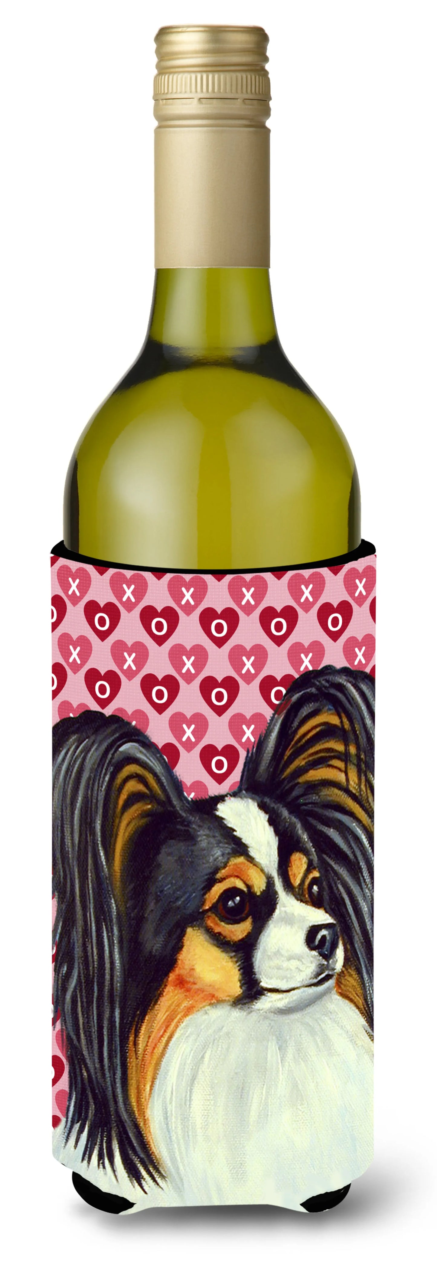 Hearts Love and Valentine's Day Design with Dog Wine Bottle Hugger