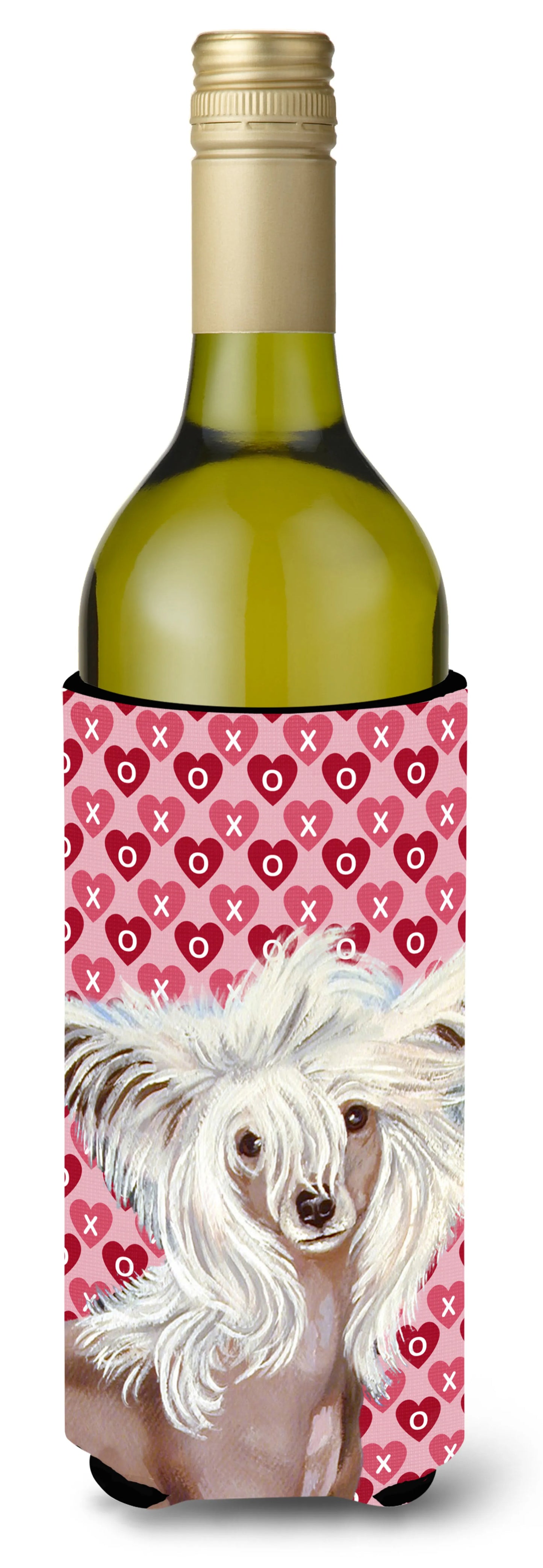 Hearts Love and Valentine's Day Design with Dog Wine Bottle Hugger