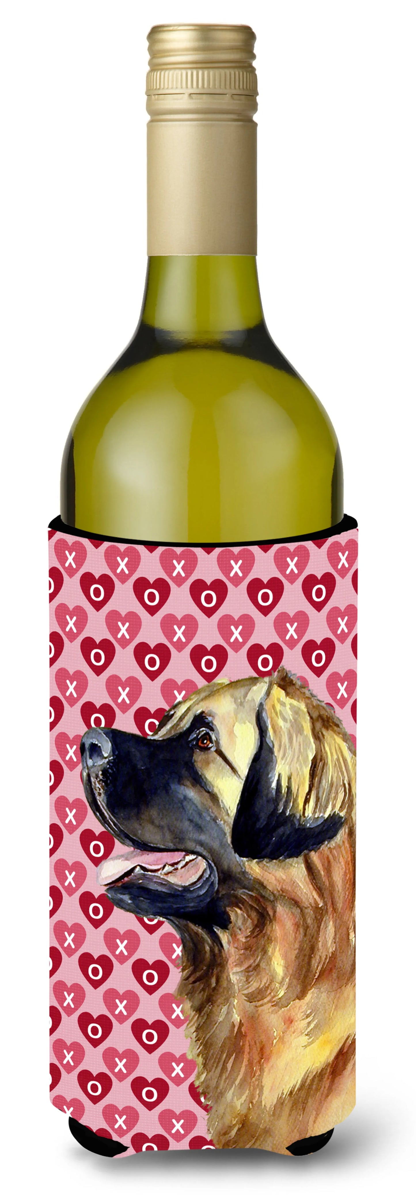 Hearts Love and Valentine's Day Design with Dog Wine Bottle Hugger