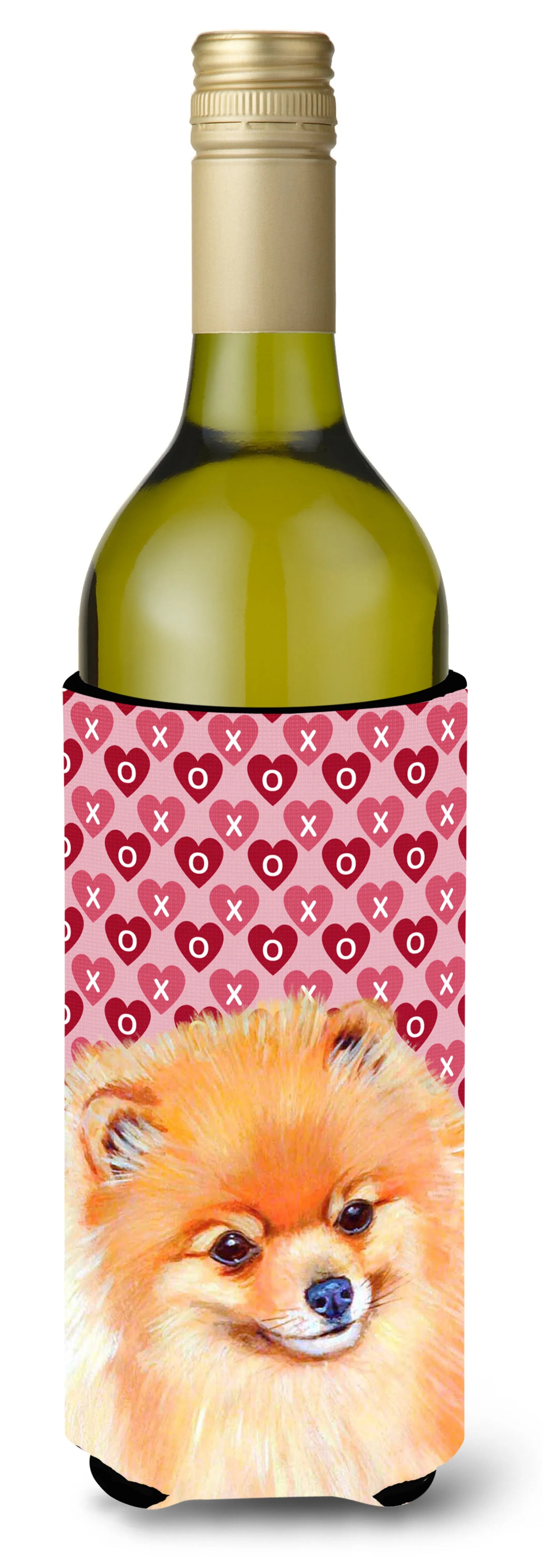 Hearts Love and Valentine's Day Design with Dog Wine Bottle Hugger