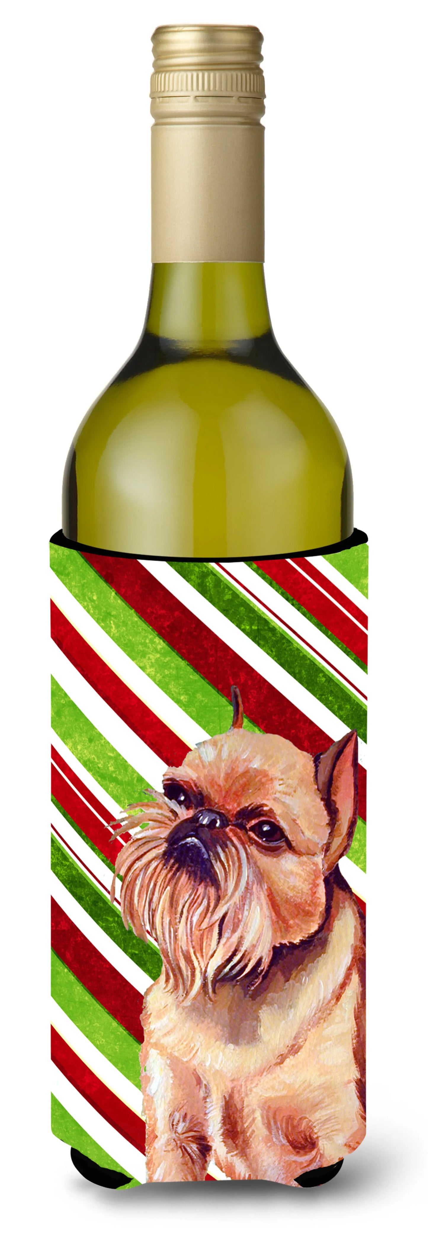 Candy Cane Holiday Christmas Design with Dog Wine Bottle Hugger