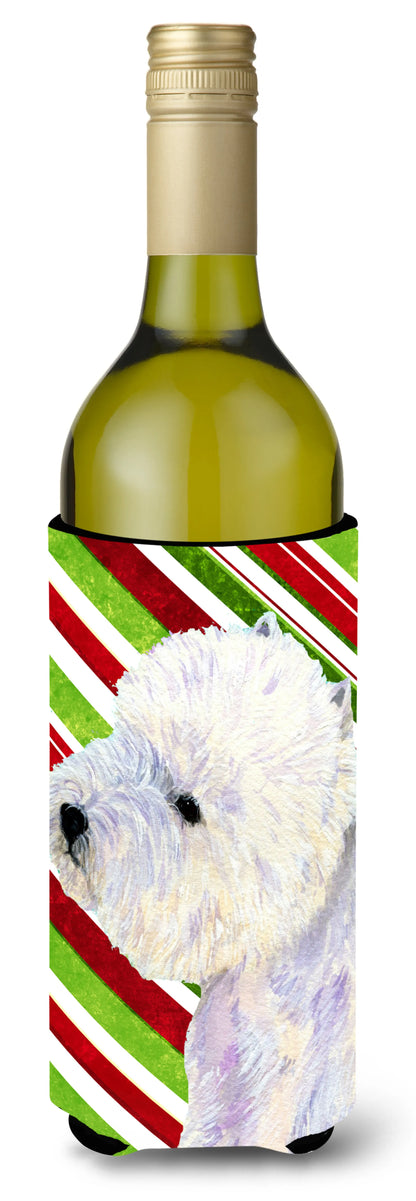 Candy Cane Holiday Christmas Design with Dog Wine Bottle Hugger