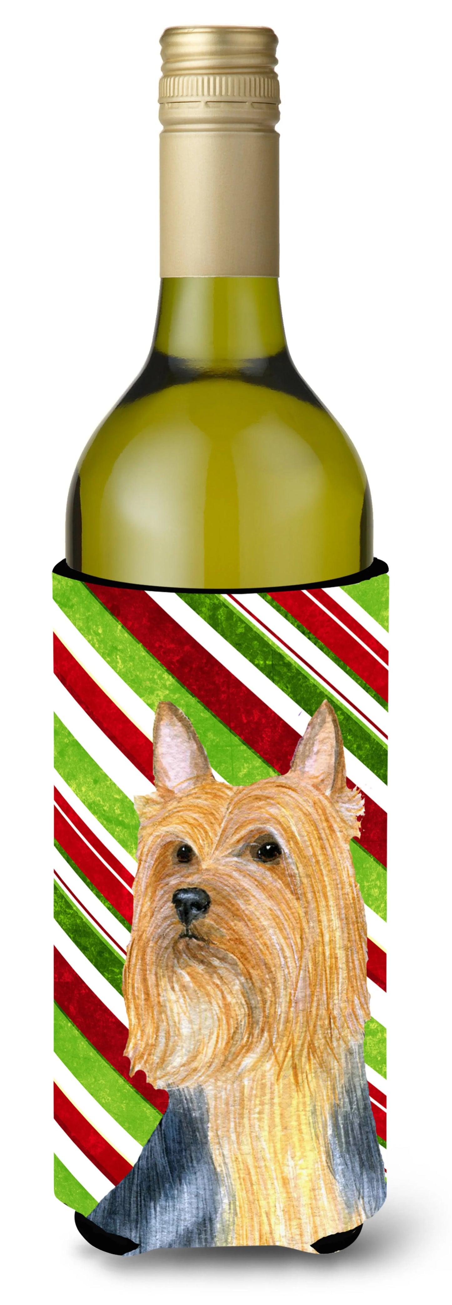 Candy Cane Holiday Christmas Design with Dog Wine Bottle Hugger