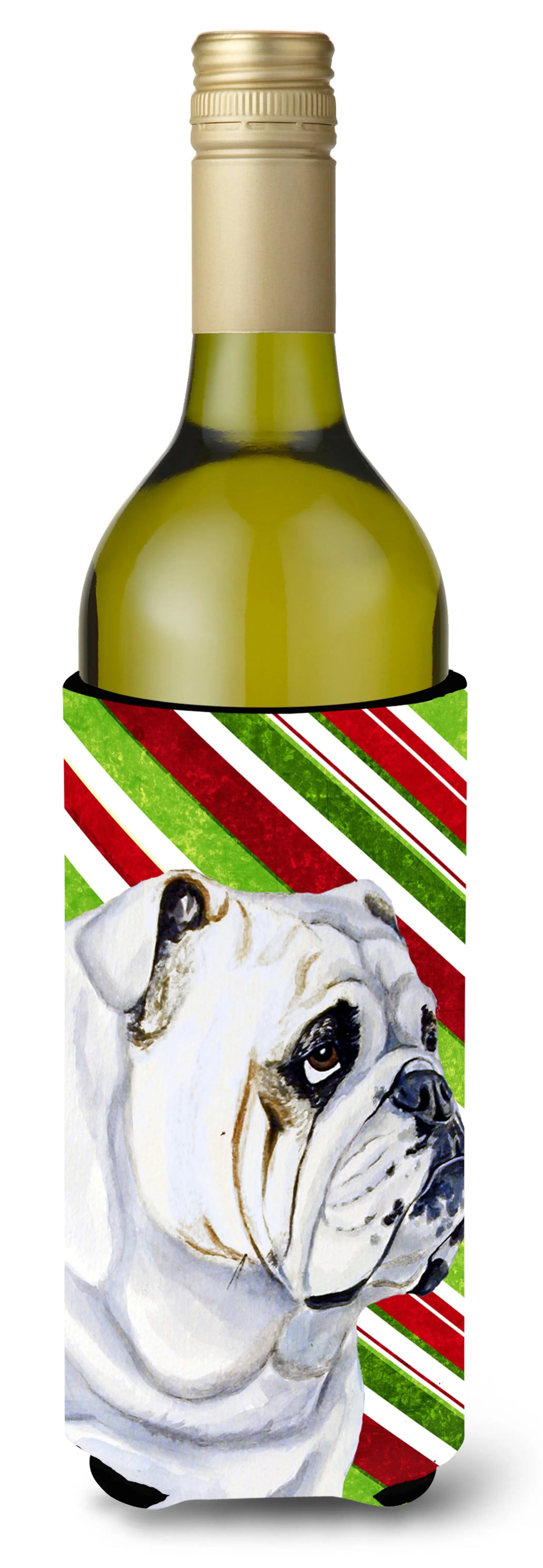 Candy Cane Holiday Christmas Design with Dog Wine Bottle Hugger