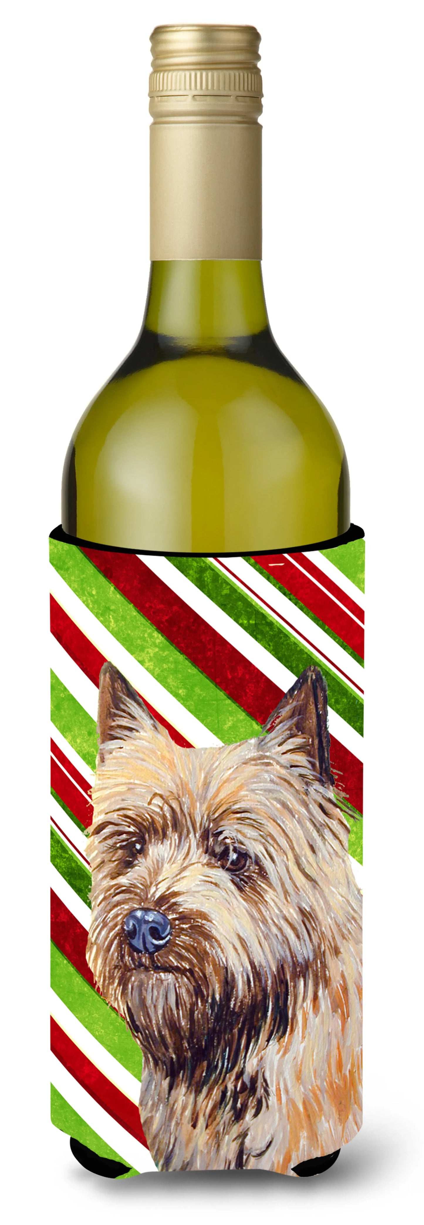 Candy Cane Holiday Christmas Design with Dog Wine Bottle Hugger