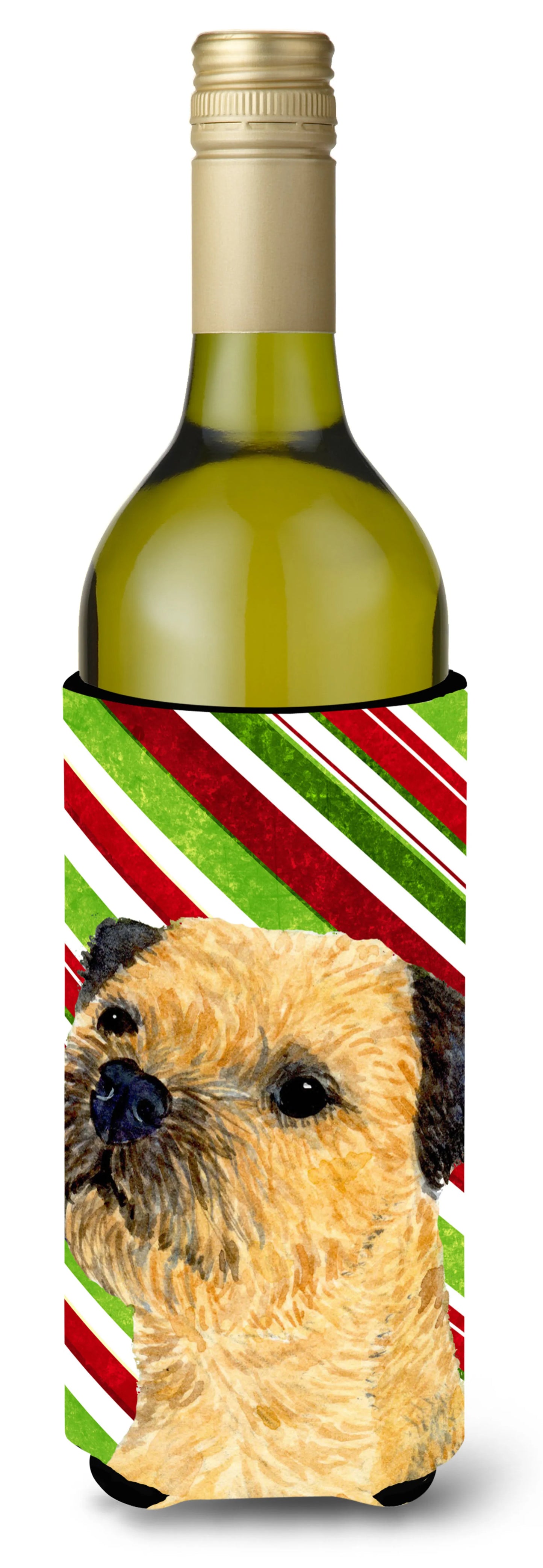 Candy Cane Holiday Christmas Design with Dog Wine Bottle Hugger