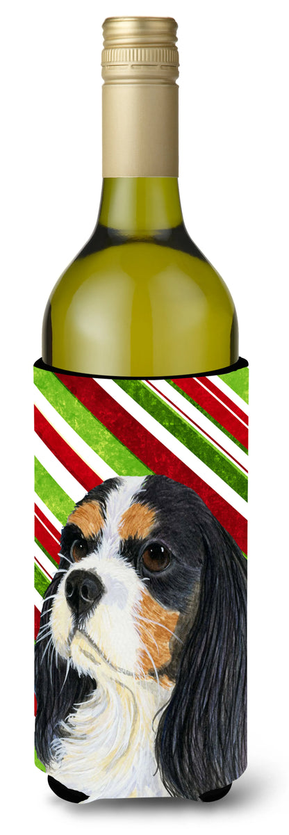 Candy Cane Holiday Christmas Design with Dog Wine Bottle Hugger