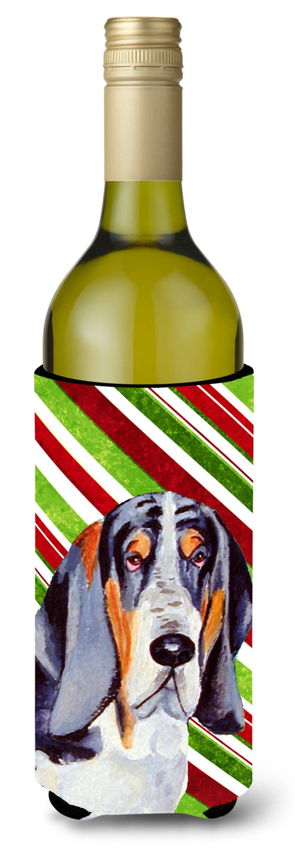 Candy Cane Holiday Christmas Design with Dog Wine Bottle Hugger