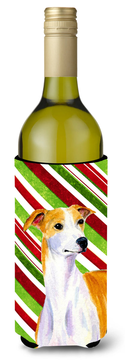 Candy Cane Holiday Christmas Design with Dog Wine Bottle Hugger