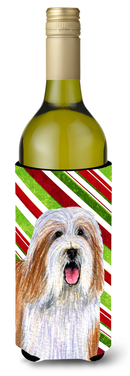 Candy Cane Holiday Christmas Design with Dog Wine Bottle Hugger