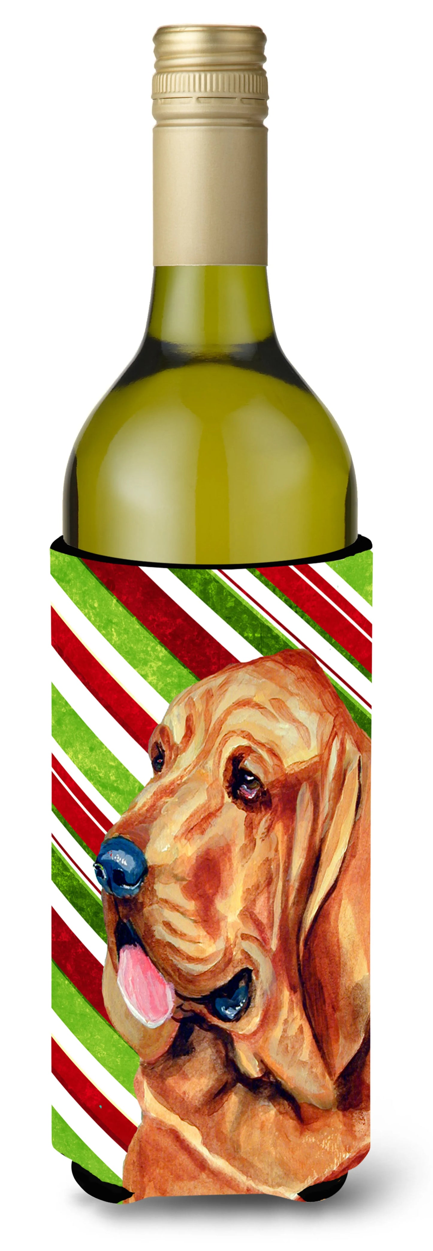 Candy Cane Holiday Christmas Design with Dog Wine Bottle Hugger