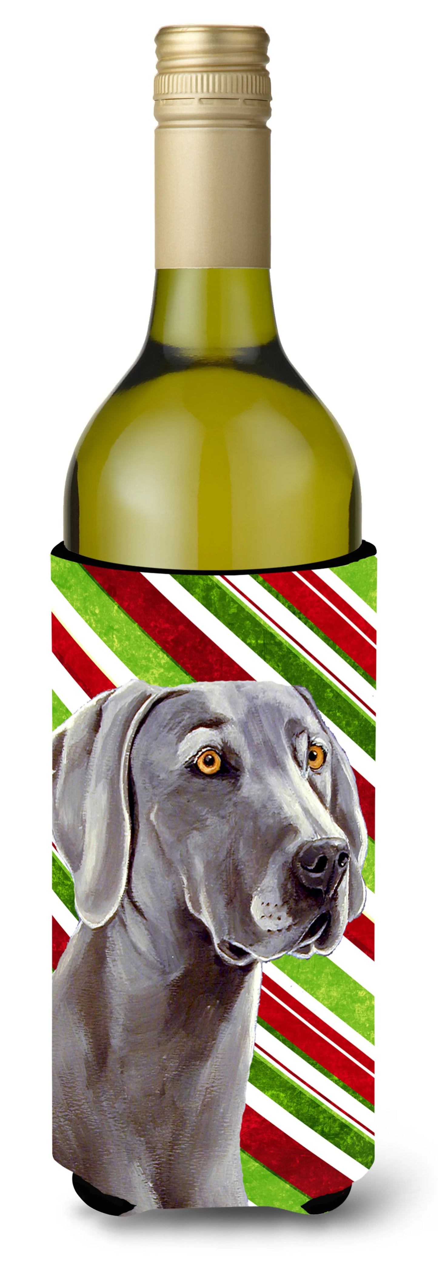 Candy Cane Holiday Christmas Design with Dog Wine Bottle Hugger